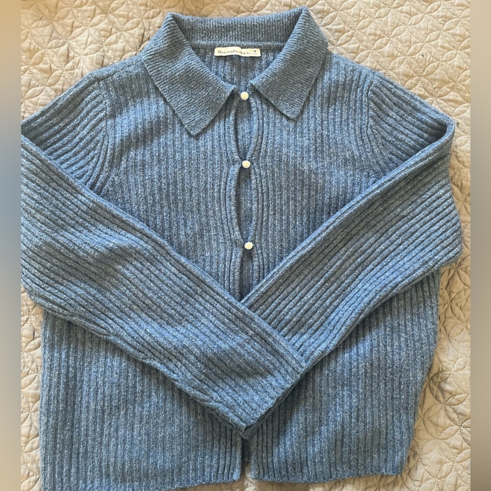 Abercrombie & Fitch Blue Ribbed Cardigan